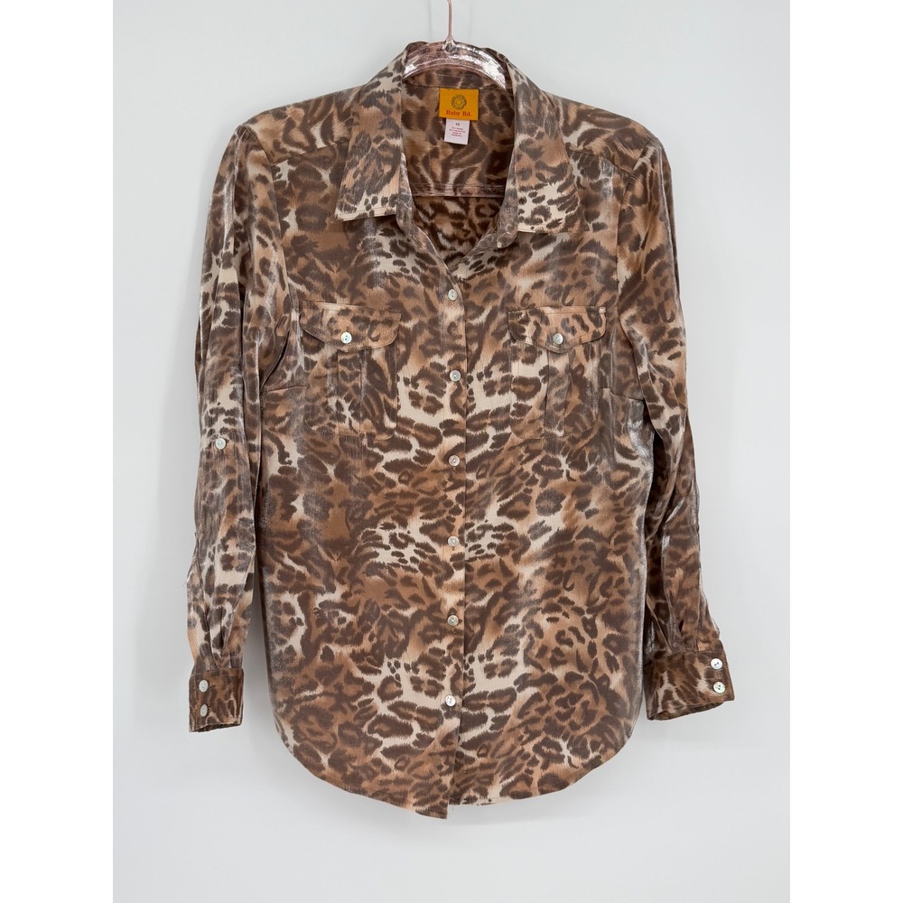 Ruby Rd Leopard Print Long Sleeve Button Down Shi… - image 1
